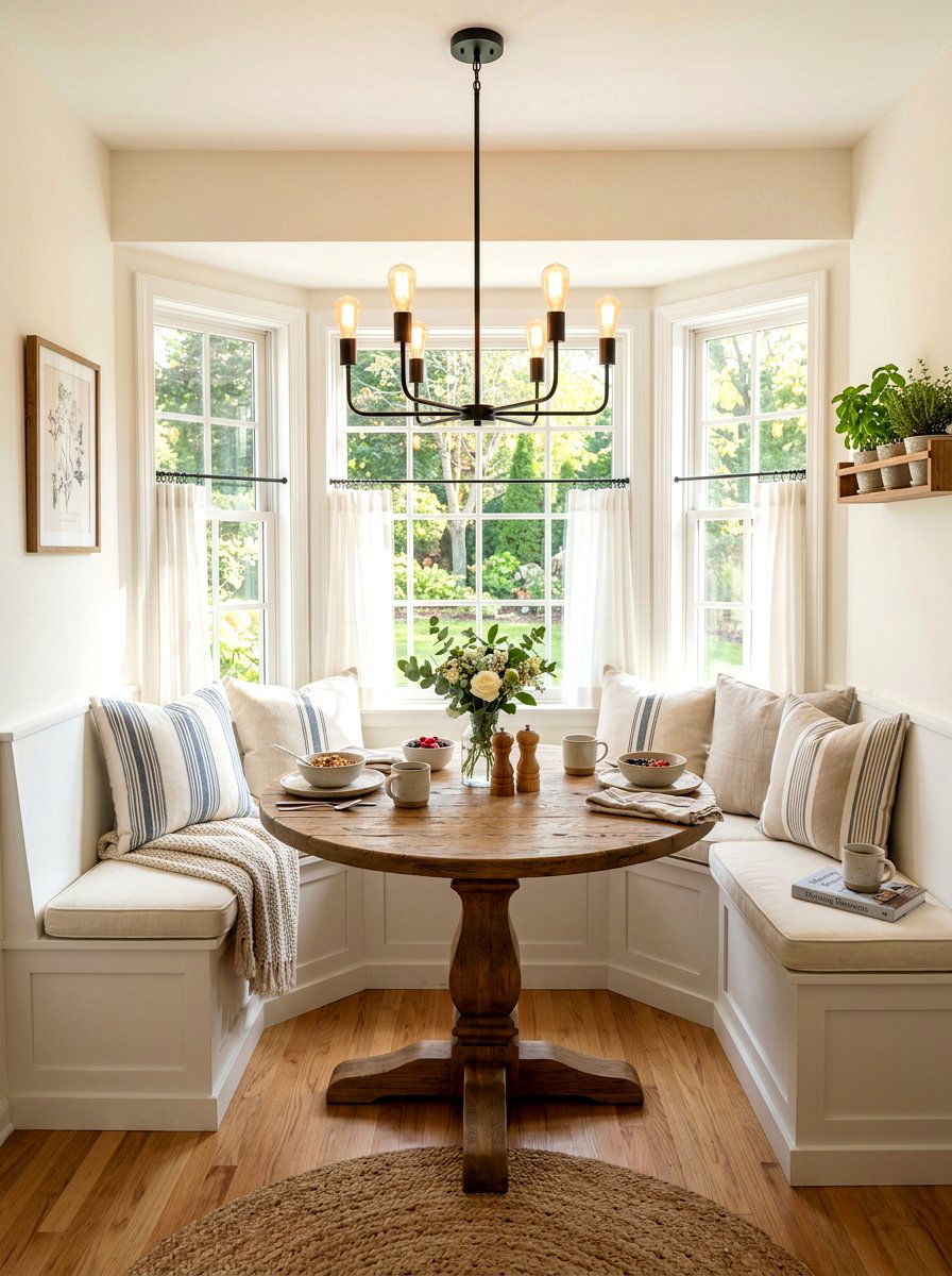 Breakfast nook seating - 25 Spring Modern Farmhouse Decor Ideas