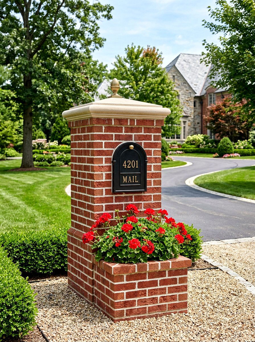 Brick Mailbox Pillar - 25 Spring Mailbox Post Decor Ideas