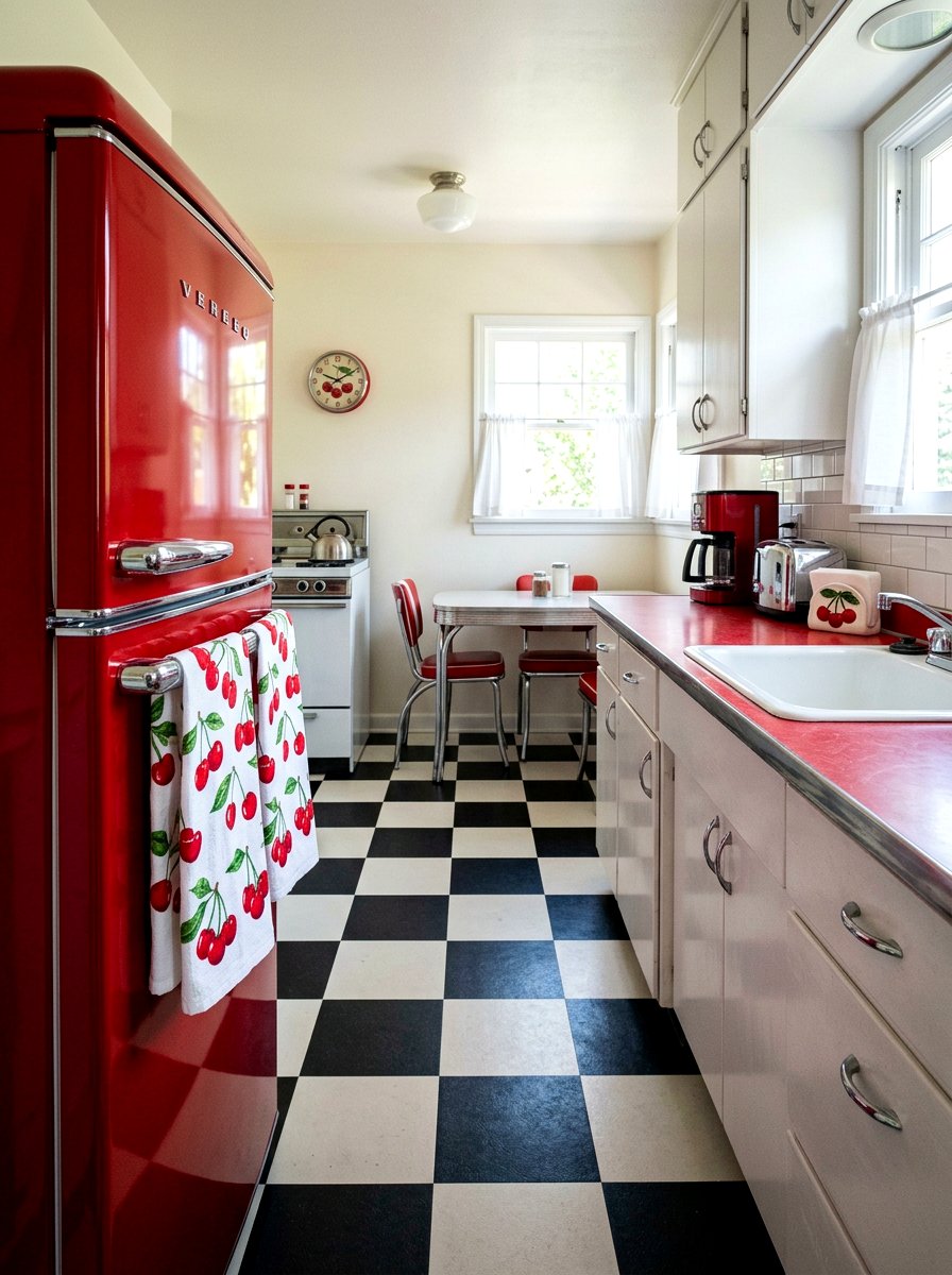 Bright Cherry Pattern - 25 Spring Kitchen Towel Ideas