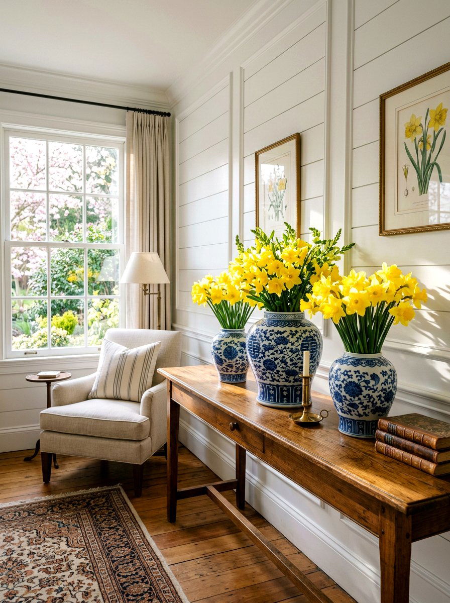 Bright Daffodil Spring Display - 25 Spring Mantel Floral Ideas