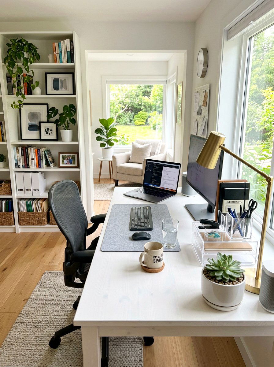Bright Home Office - 25 Spring Model Home Decor Ideas