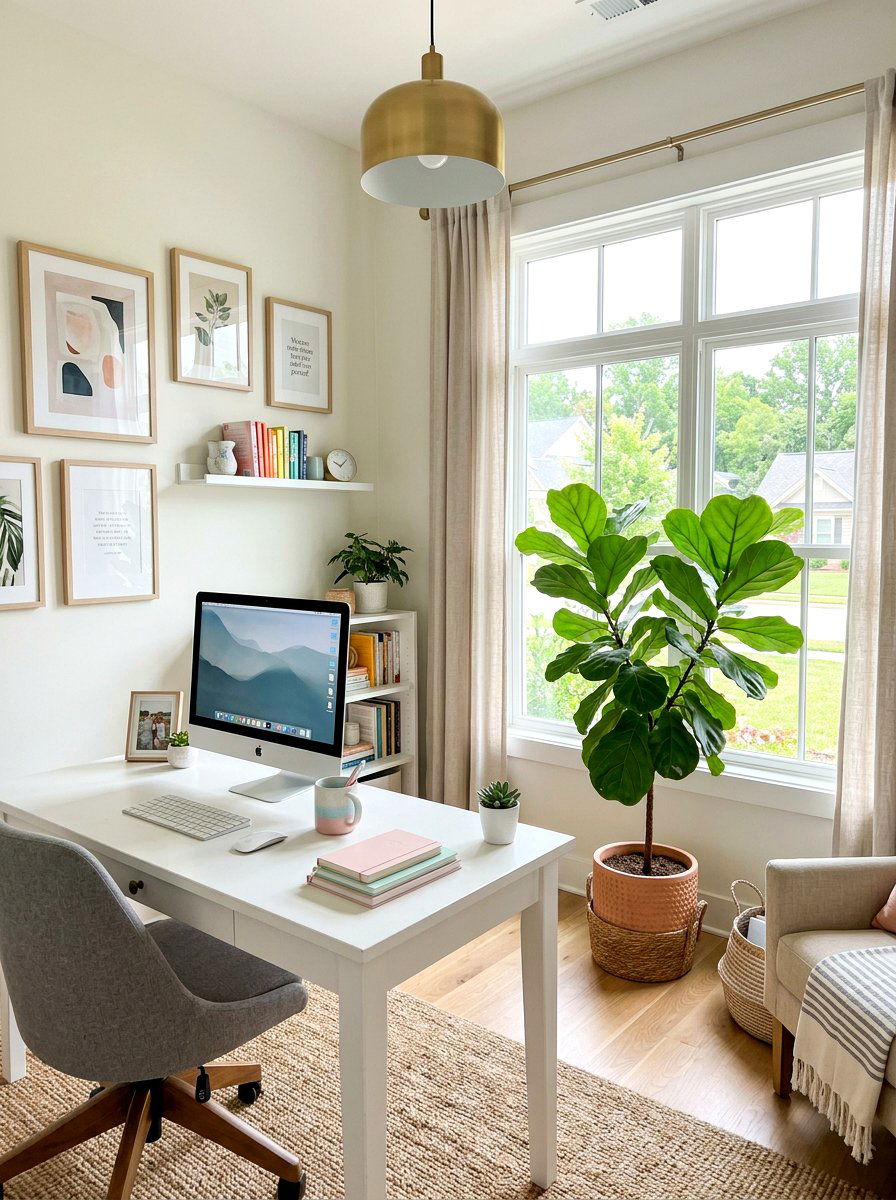 Bright Home Office - 25 Spring Boutique Decor Ideas