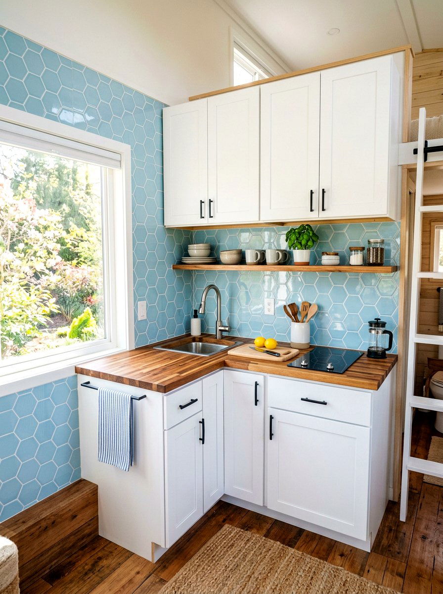 Bright Kitchen Backsplash - 25 Spring Tiny Home Decor Ideas