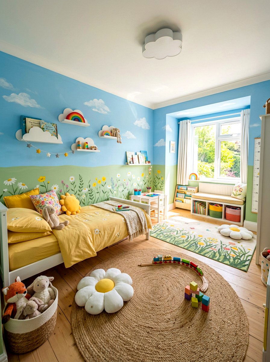 Bright Meadow Childrens Room - 25 Spring Kids Room Decor Ideas