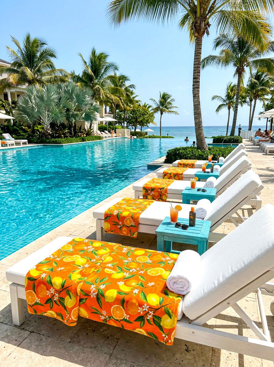 Bright Orange Citrus Pattern Blanket - 25 Spring Outdoor Throw Ideas