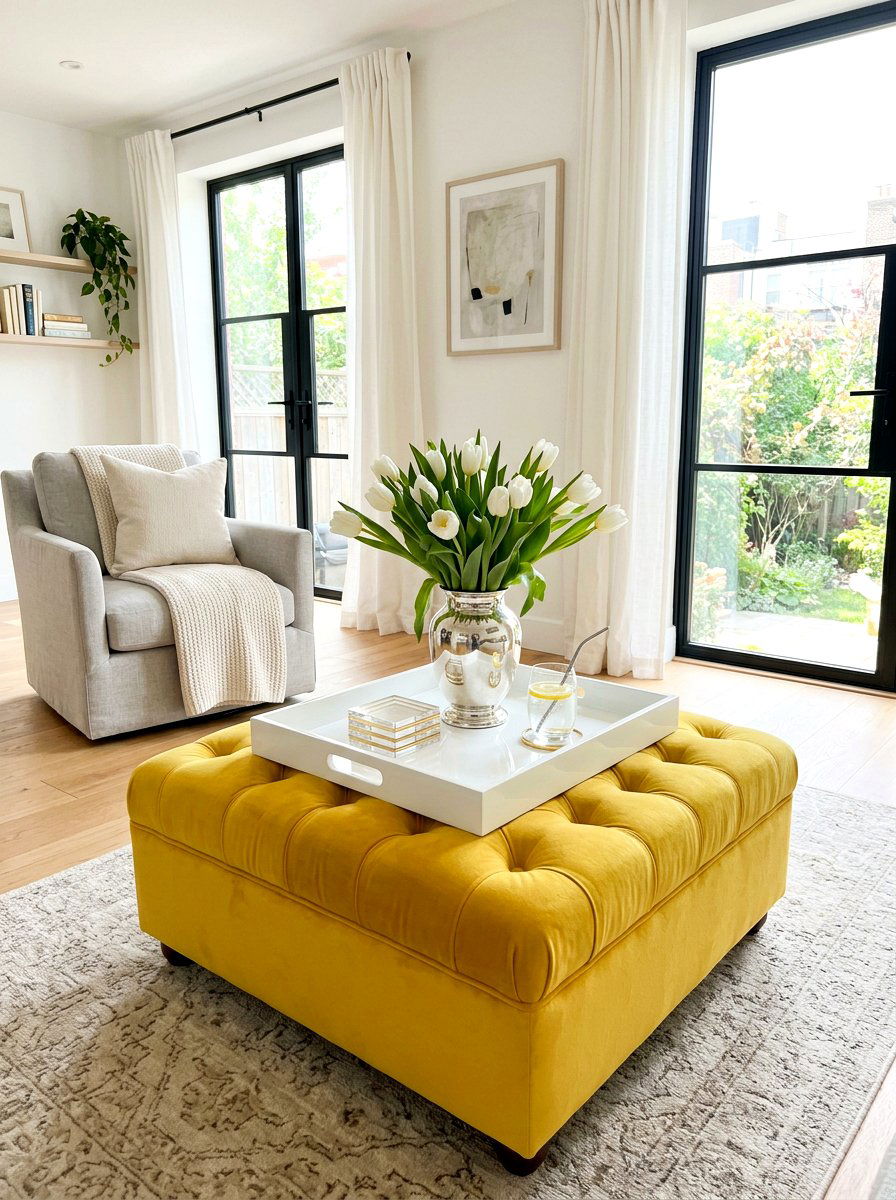 Bright Ottoman Tray - 25 Spring Ottoman Tray Ideas