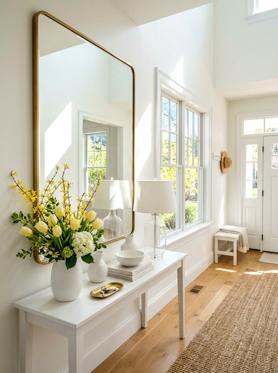 Bright Spring Entryway - 25 Spring Entryway Table Decor Ideas