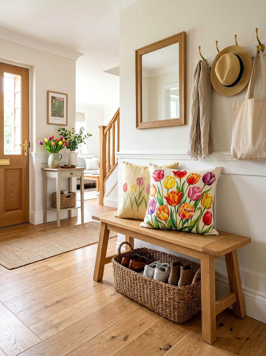 Bright Tulip Decorative Pillow - 25 Spring Floral Pillow Ideas