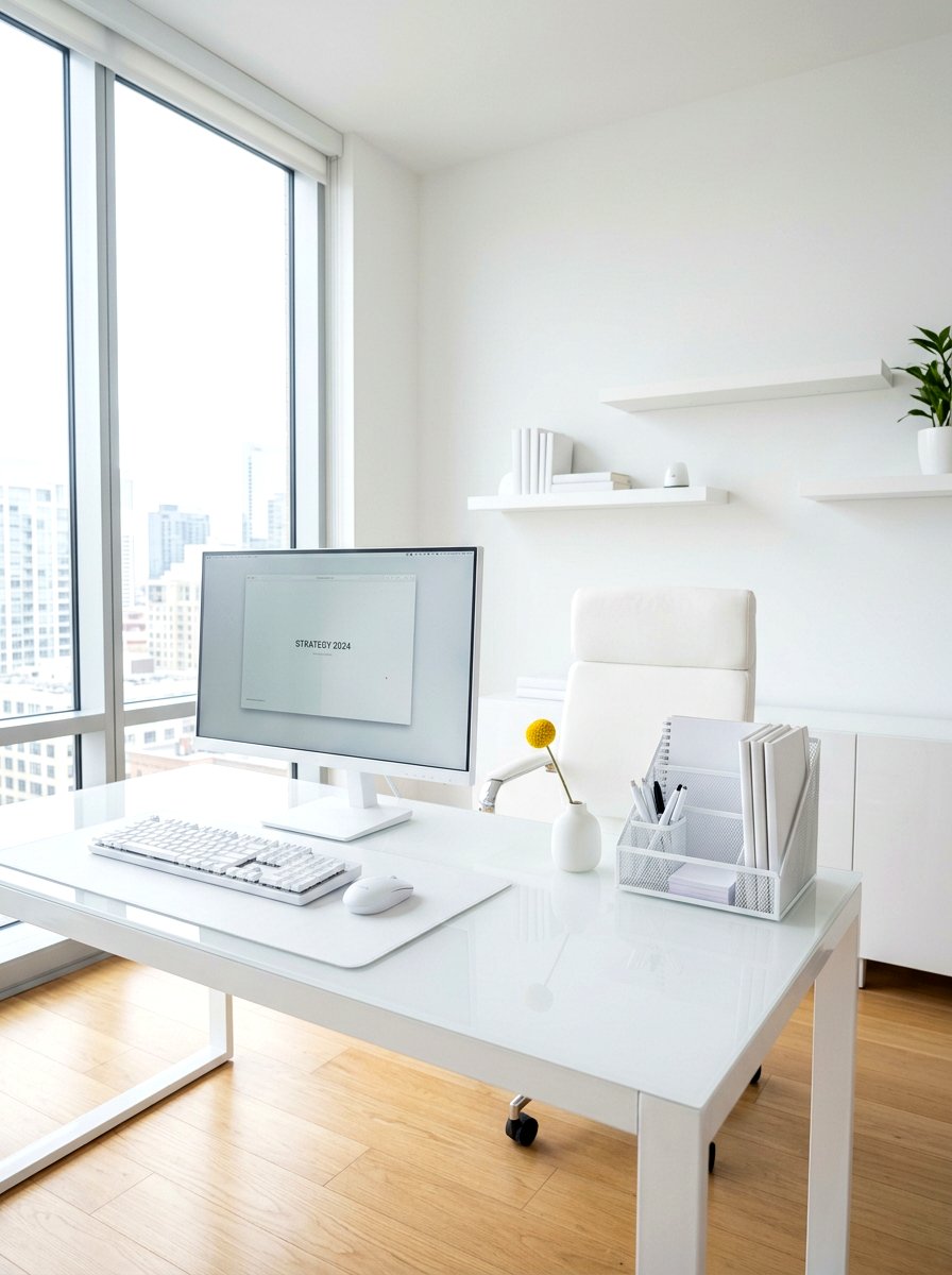 Bright White Office - 25 Spring Desk Decor Ideas