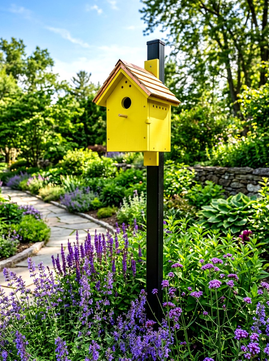 Bright Yellow Birdhouse - 25 Spring Birdhouse Decor Ideas