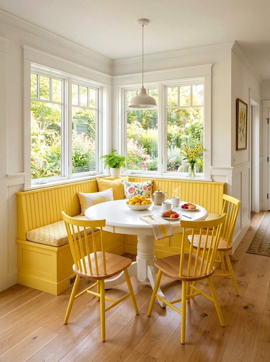 Bright Yellow Breakfast Nook - 25 Spring Breakfast Nook Decor Ideas