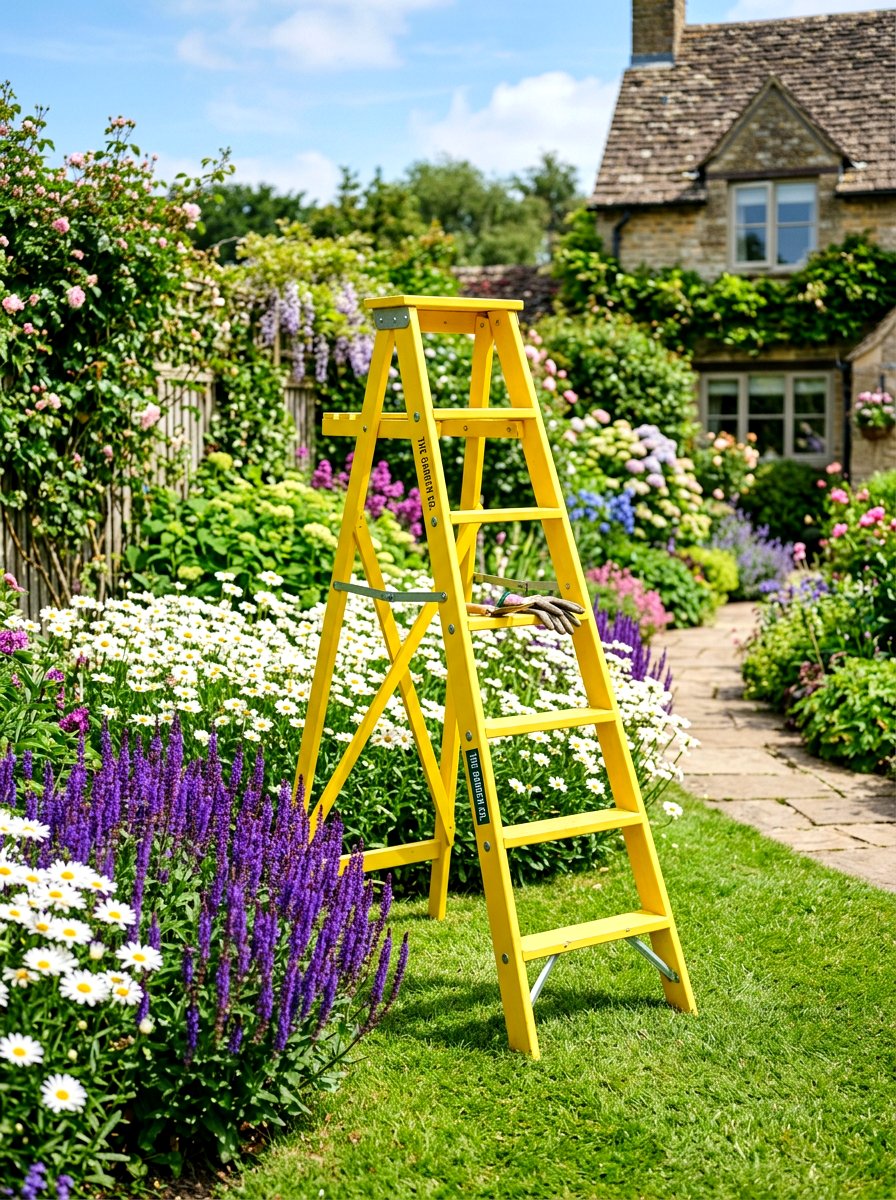 Bright Yellow Garden Ladder - 25 Spring Garden Ladder Display Ideas