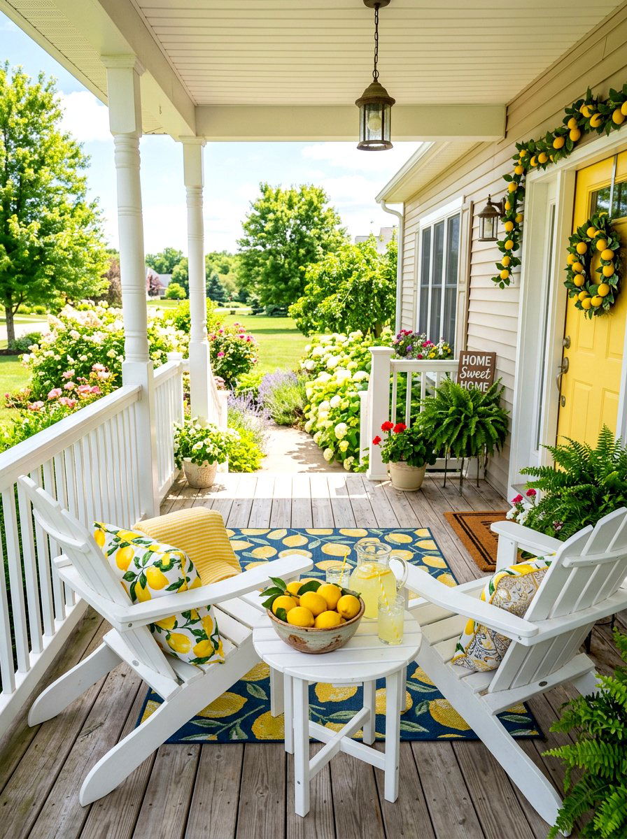 Bright Yellow Lemon Theme - 25 Porch Spring Decor Ideas