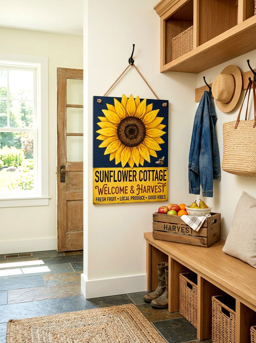 Bright Yellow Sunflower Sign - 25 Spring Painted Sign Ideas