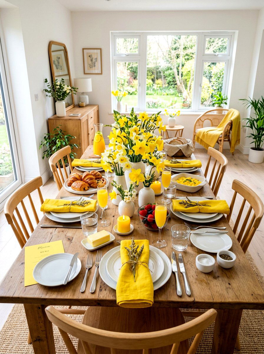 Bright Yellow Theme - 25 Spring Brunch Table Ideas