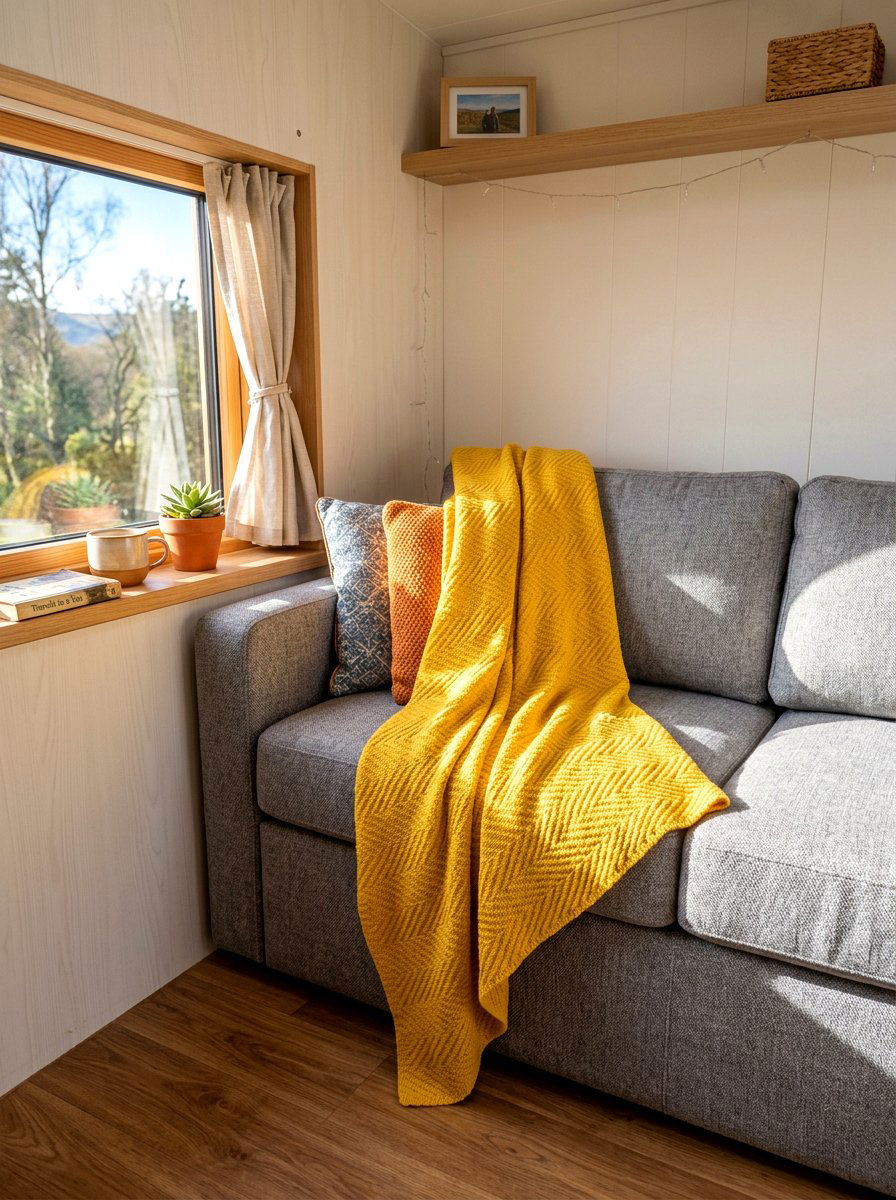 Bright Yellow Throw Blanket - 25 Spring Camper Decor Ideas