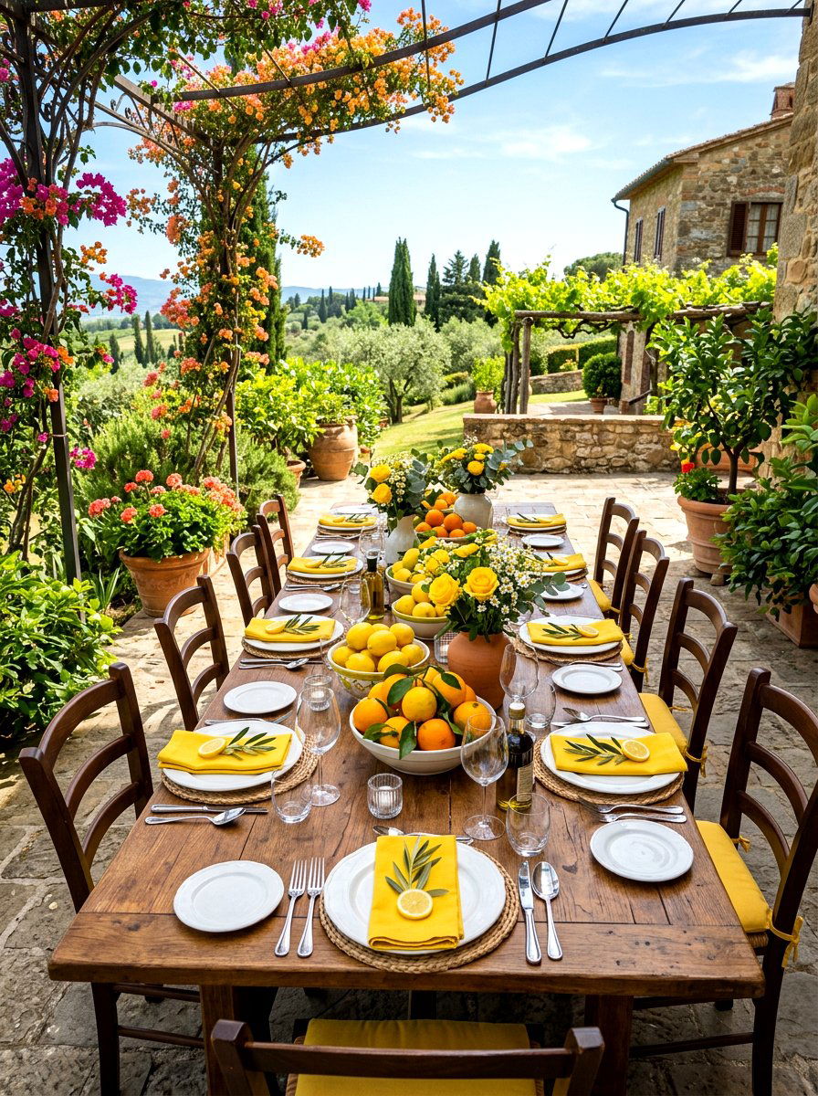 Bright citrus table theme - 25 Spring Mother's Day Table Ideas