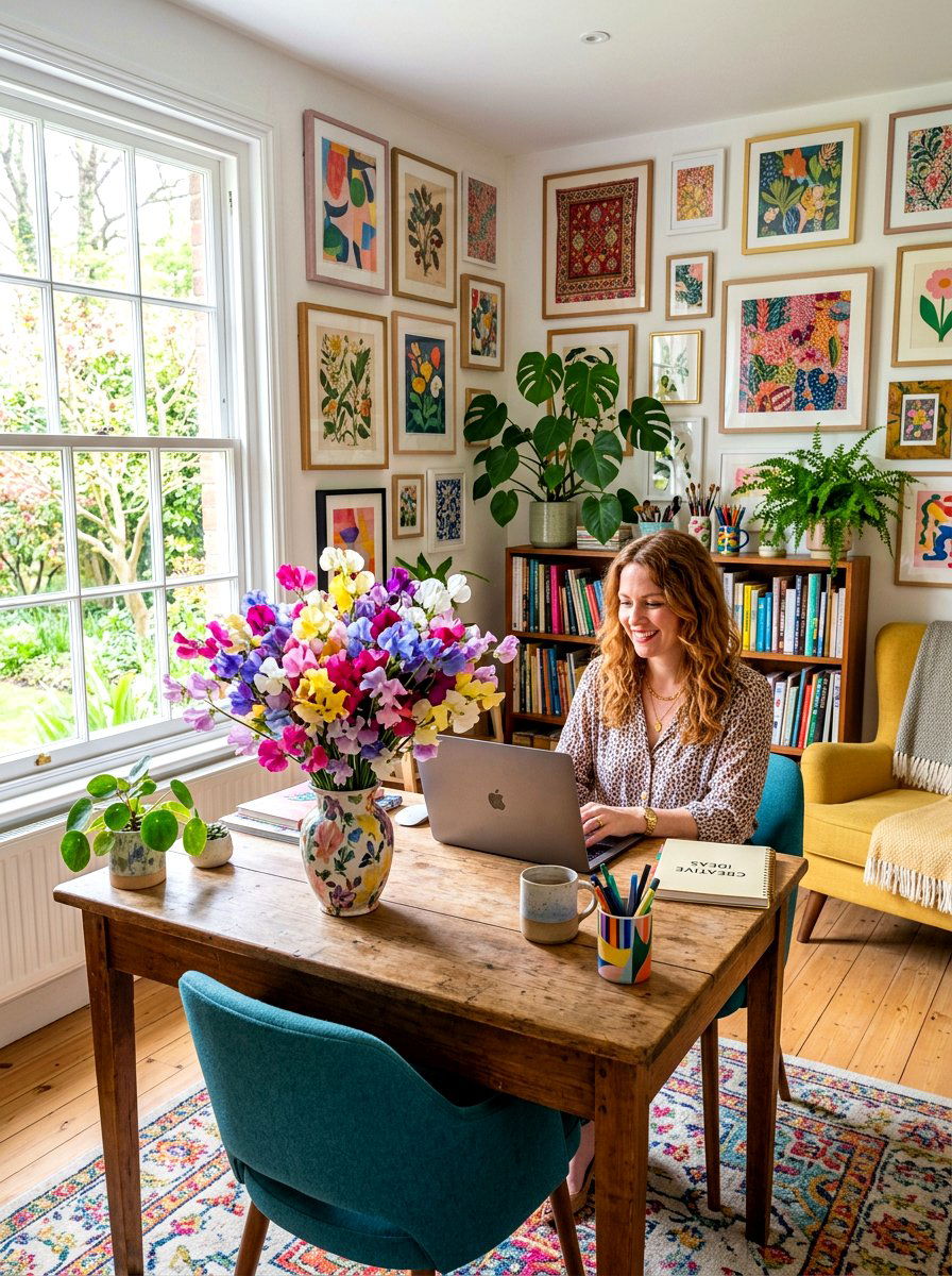Bright multicolored sweet pea bouquet - 25 Spring Sweet Pea Arrangement Ideas