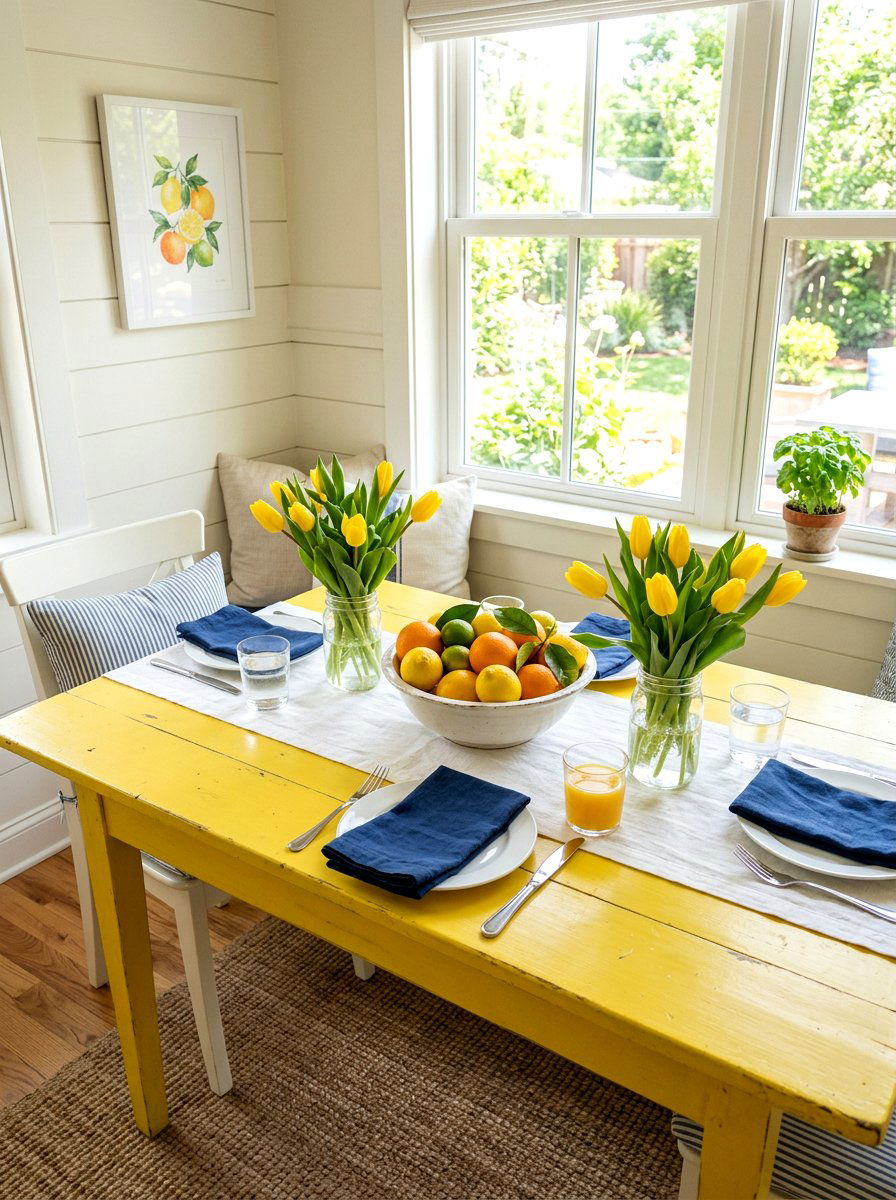 Bright yellow citrus table - 25 Spring Place Setting Ideas