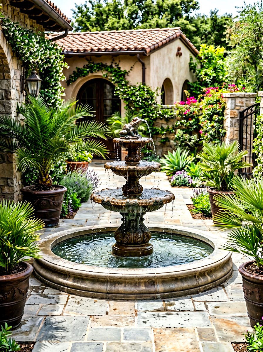 Bronze Frog Water Fountain - 25 Spring Frog Garden Decor Ideas