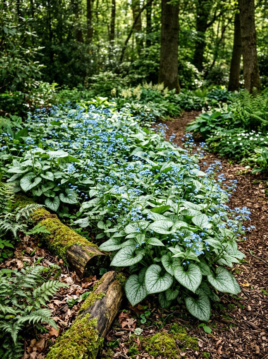 Brunnera Silver Leaf Garden - 25 Spring Perennial Garden Ideas