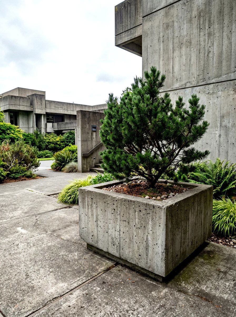 Brutalist Concrete Planter - 25 Spring Concrete Planter Ideas