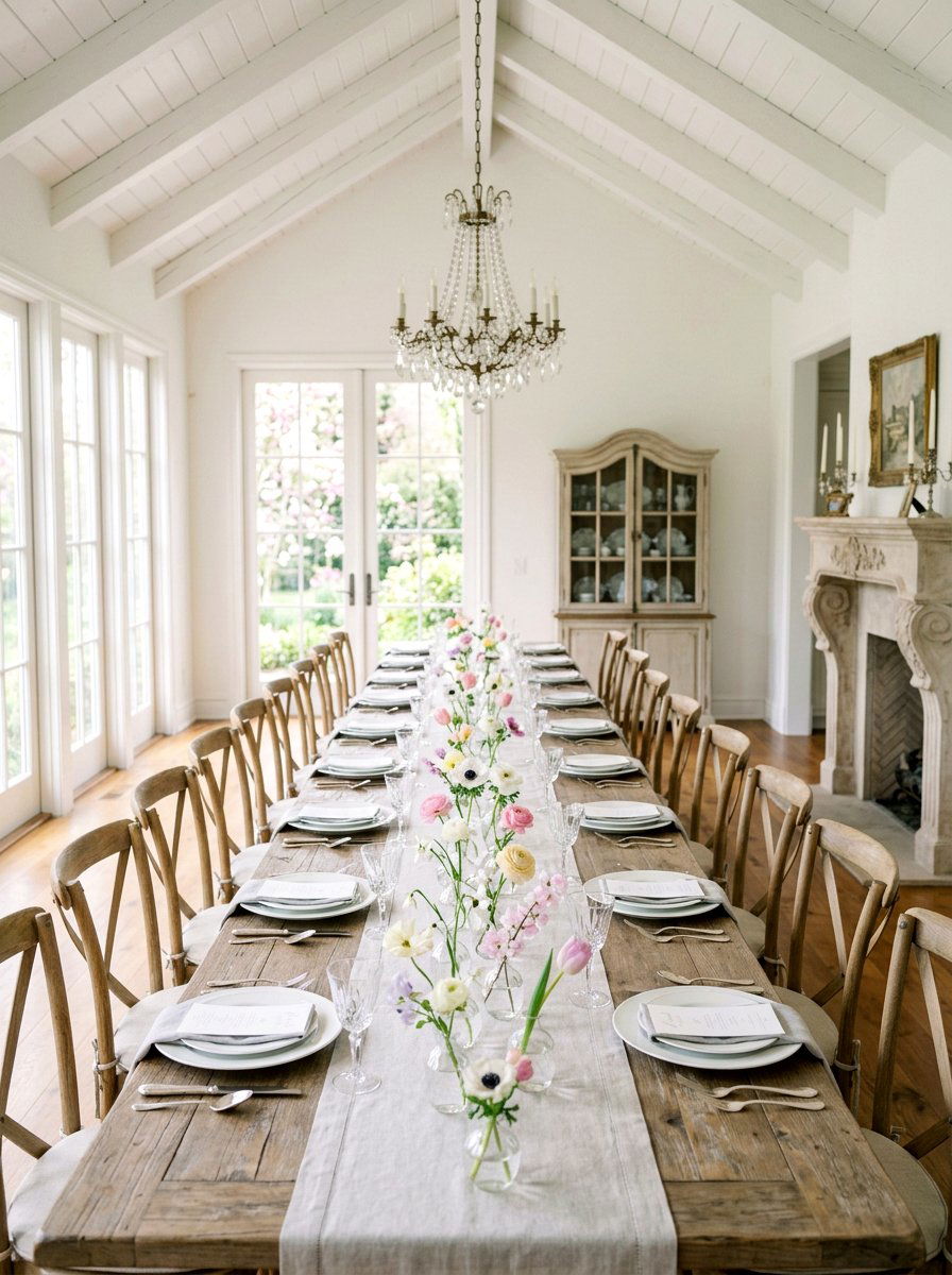 Bud Vase Runner - 25 Spring Farm Table Decor Ideas