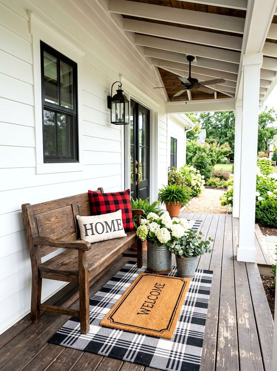 Buffalo Check Porch Pillow - 25 Spring Porch Pillow Ideas