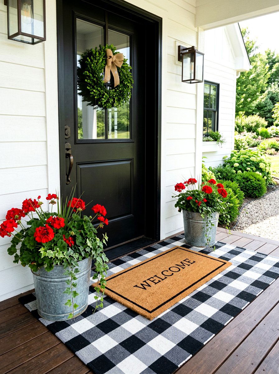 Buffalo Plaid Layering Mat - 25 Spring Doormat Ideas