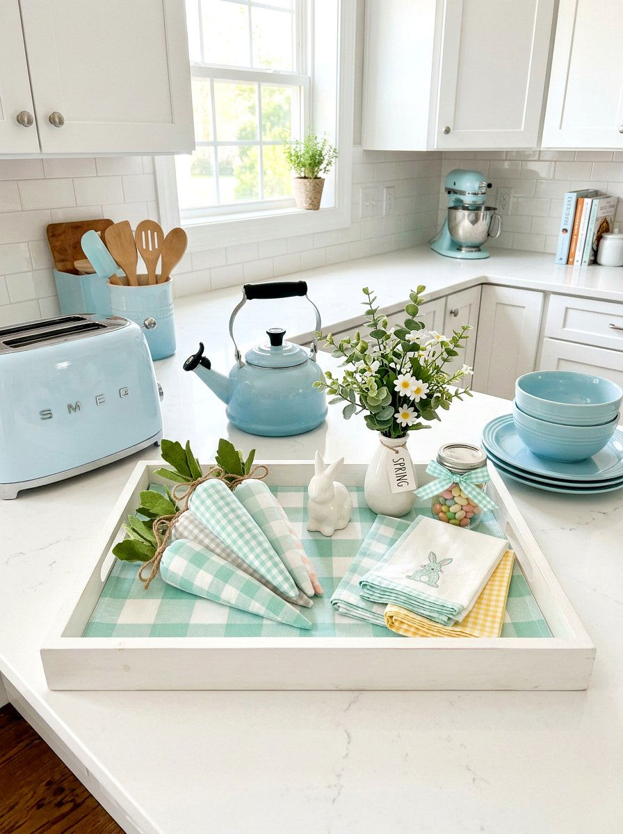 Buffalo Plaid Tray - 25 Spring Tiered Tray Ideas for Kitchen