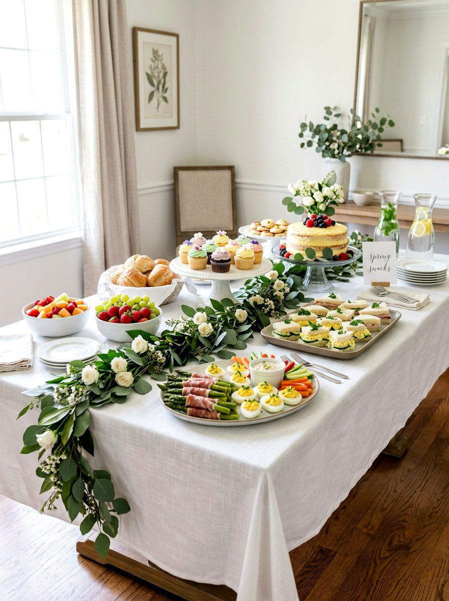 Buffet Table Serving Accent - 25 Spring Eucalyptus Garland Ideas