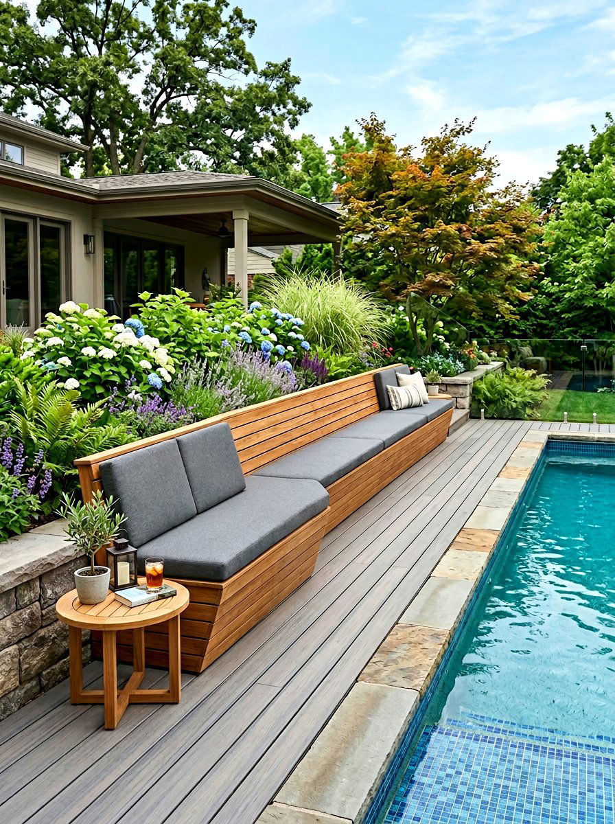 Built In Bench Seating - 25 Spring Pool Area Decor Ideas