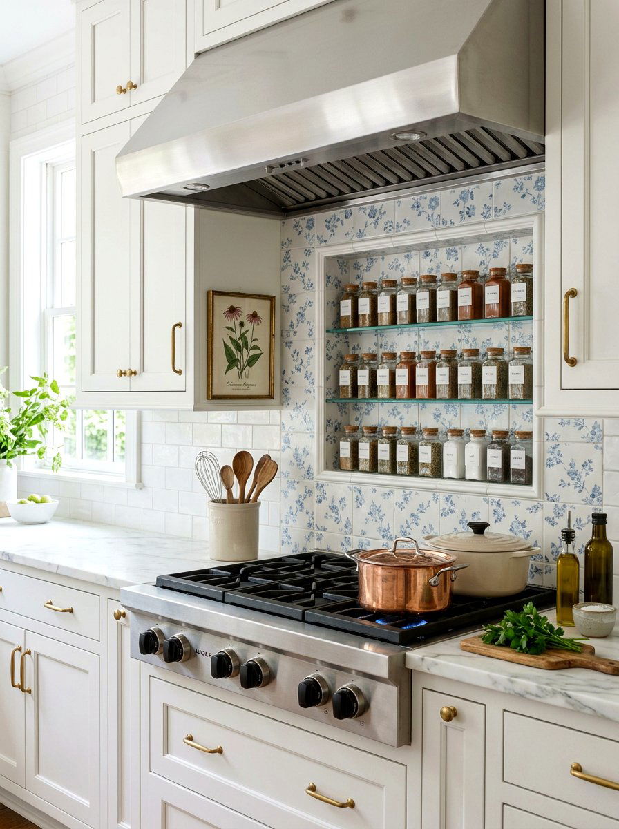 Built In Kitchen Niche Spice Shelf - 25 Spring Spice Rack Decor Ideas