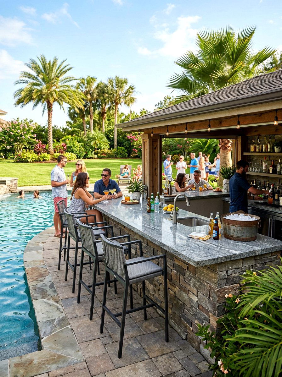 Built In Pool Bar - 25 Spring Poolside Decor Ideas