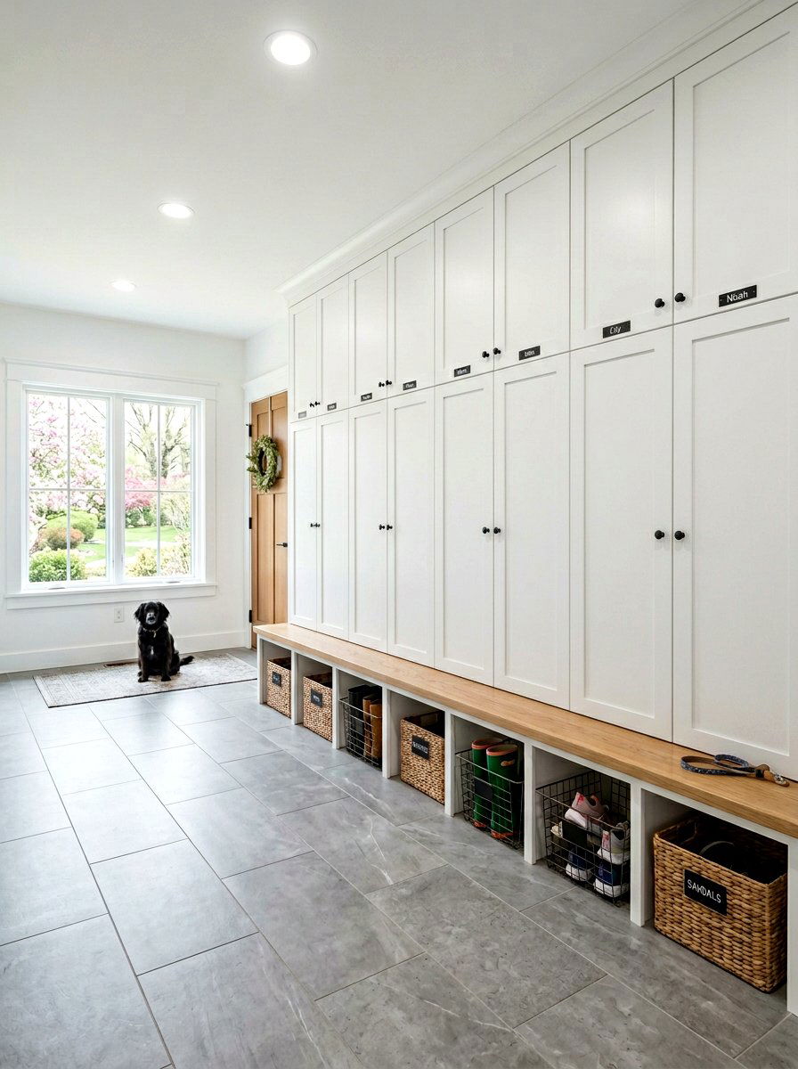 Built in lockers - 25 Spring Mudroom Decor Ideas