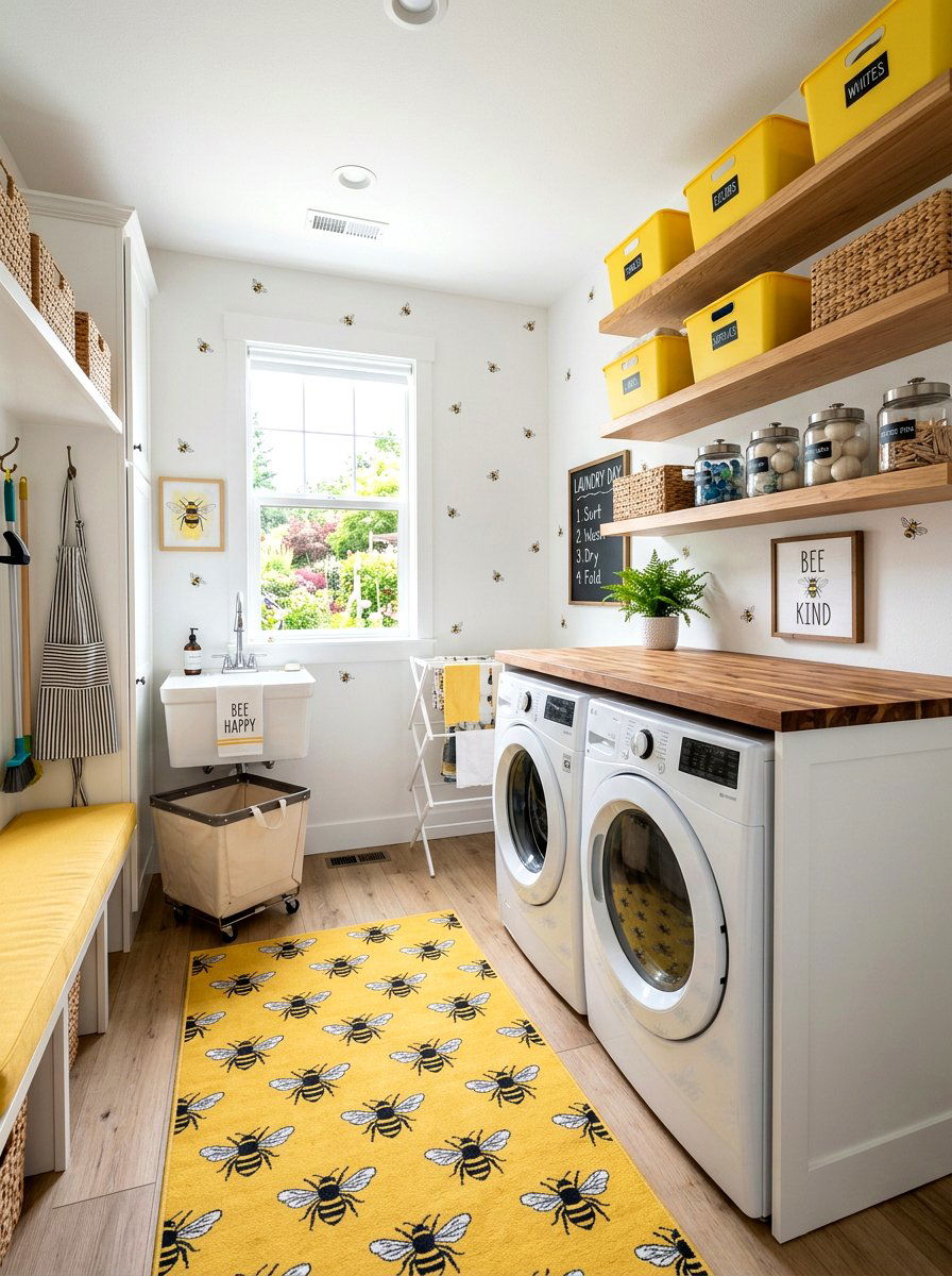 Bumble bee laundry room - 25 Spring Bee Decor Ideas