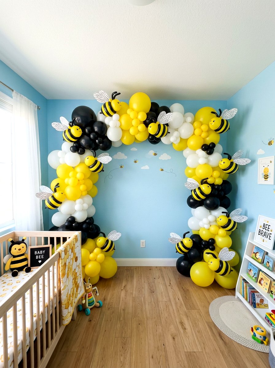 Bumblebee Balloon Backdrop - 25 Spring Balloon Decor Ideas