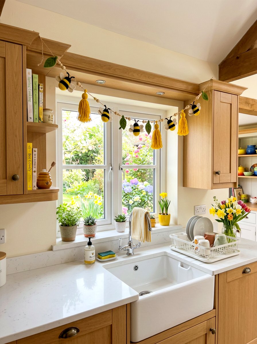 Bumblebee Decorative Garland - 25 Spring Bee Decor Ideas for Kitchen
