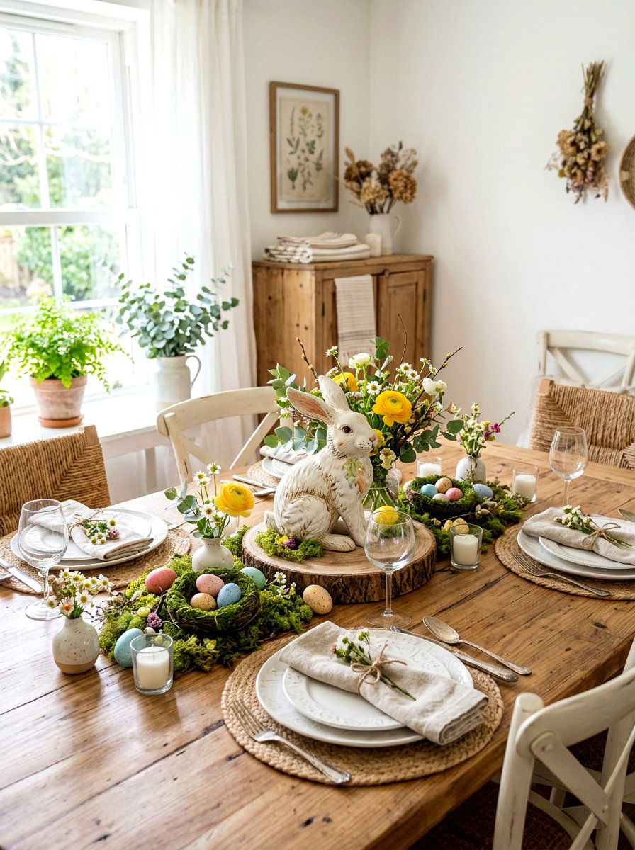 Bunny Centerpiece - 25 Spring Kids Table Decor Ideas