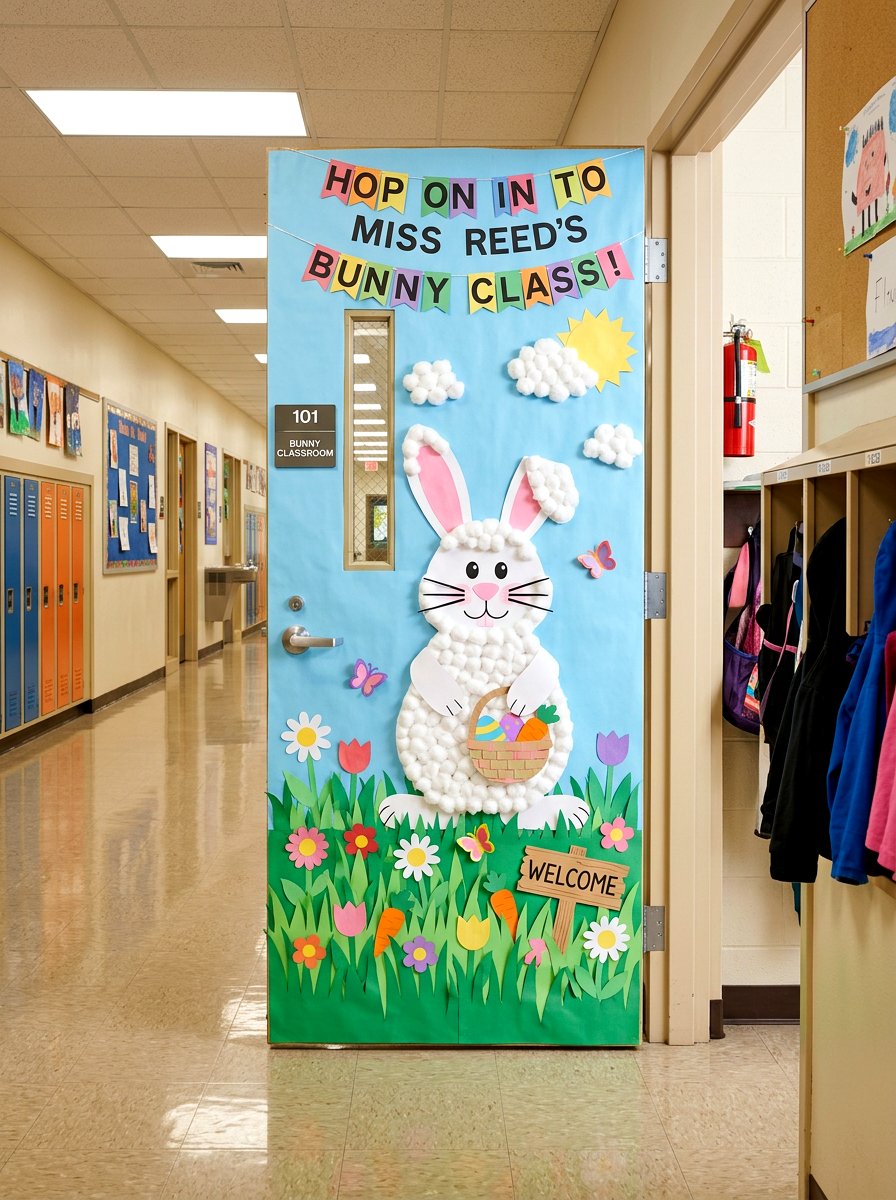 Bunny Classroom Door - 25 Spring Door Decoration Ideas for Classroom