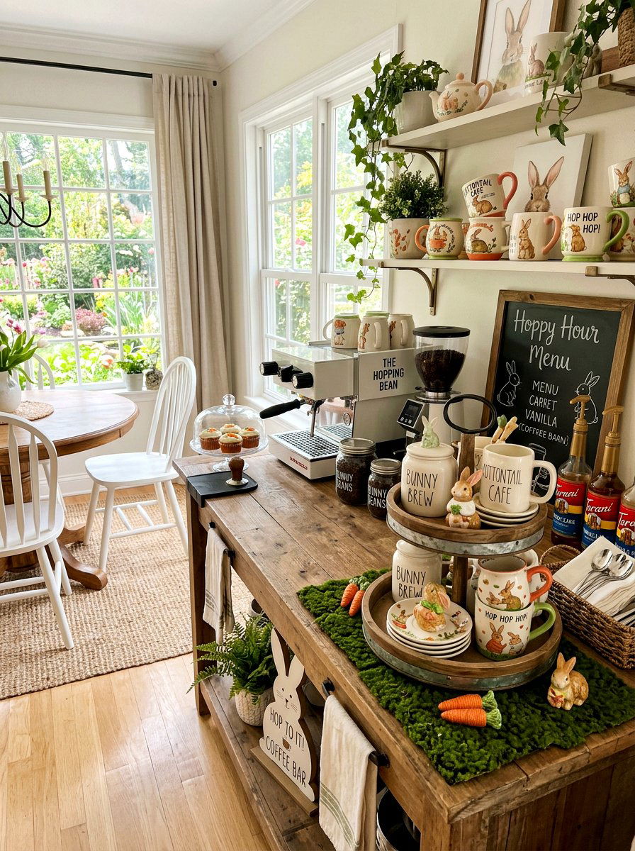 Bunny Coffee Bar - 25 Spring Coffee Bar Tiered Tray Ideas