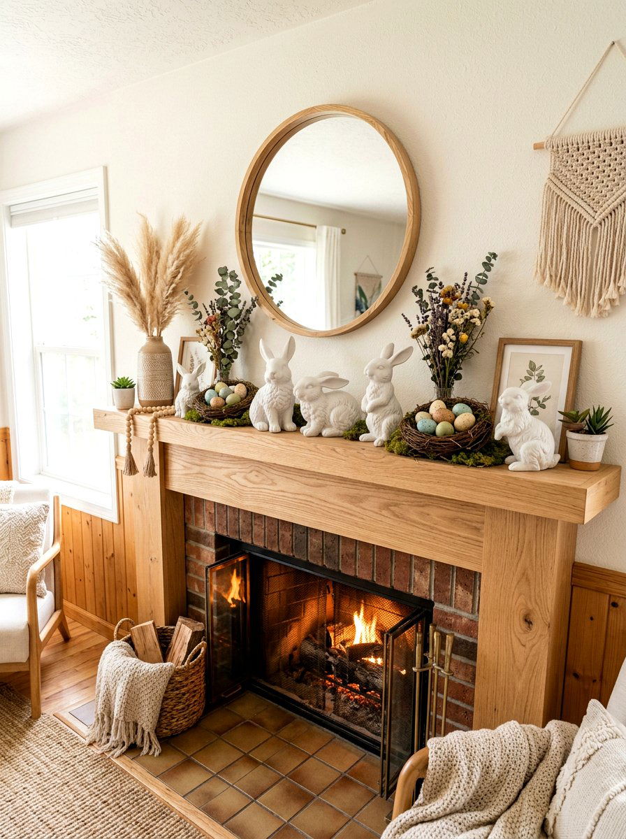 Bunny Decor For Mantel - 25 Spring Mantel Vignette Ideas