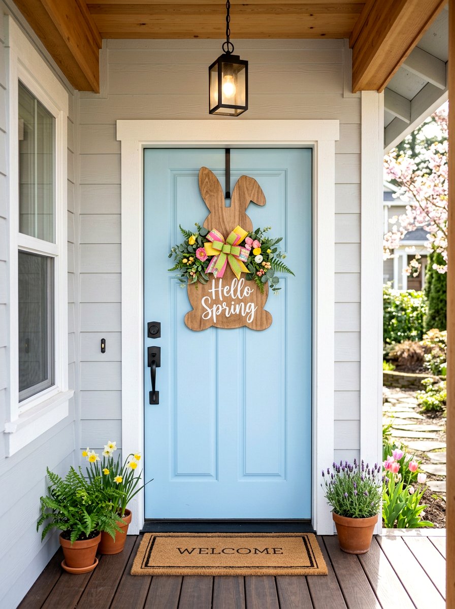 Bunny Door Hanger - 25 Spring Bunny Decor Ideas