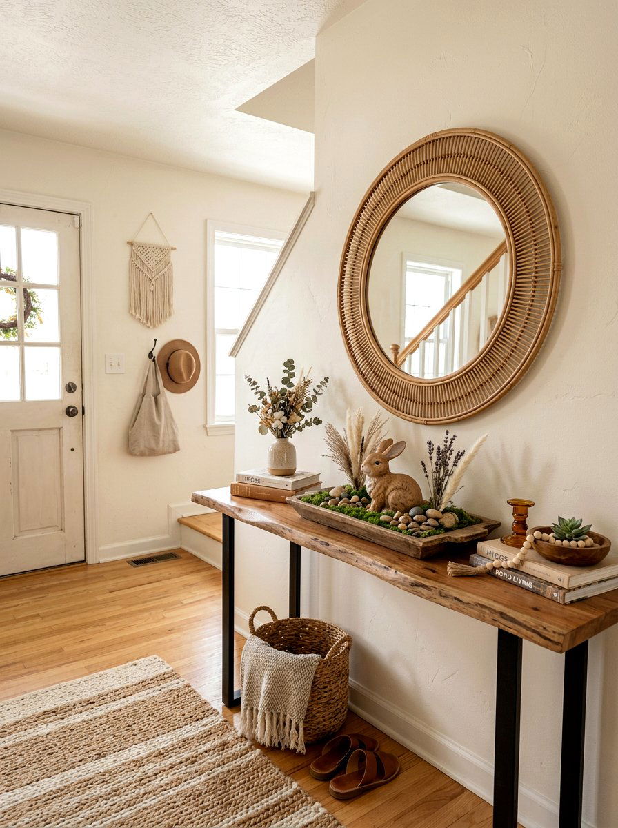 Bunny Figurine Display - 25 Spring Cheap Decor Ideas