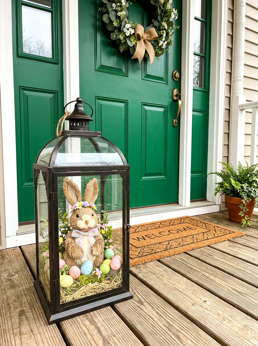 Bunny Front Door Lantern - 25 Spring Lantern Decor Ideas