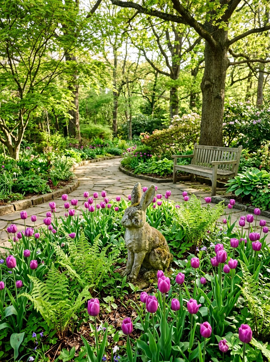 Bunny Garden Statue - 25 Spring Garden Animal Decor Ideas