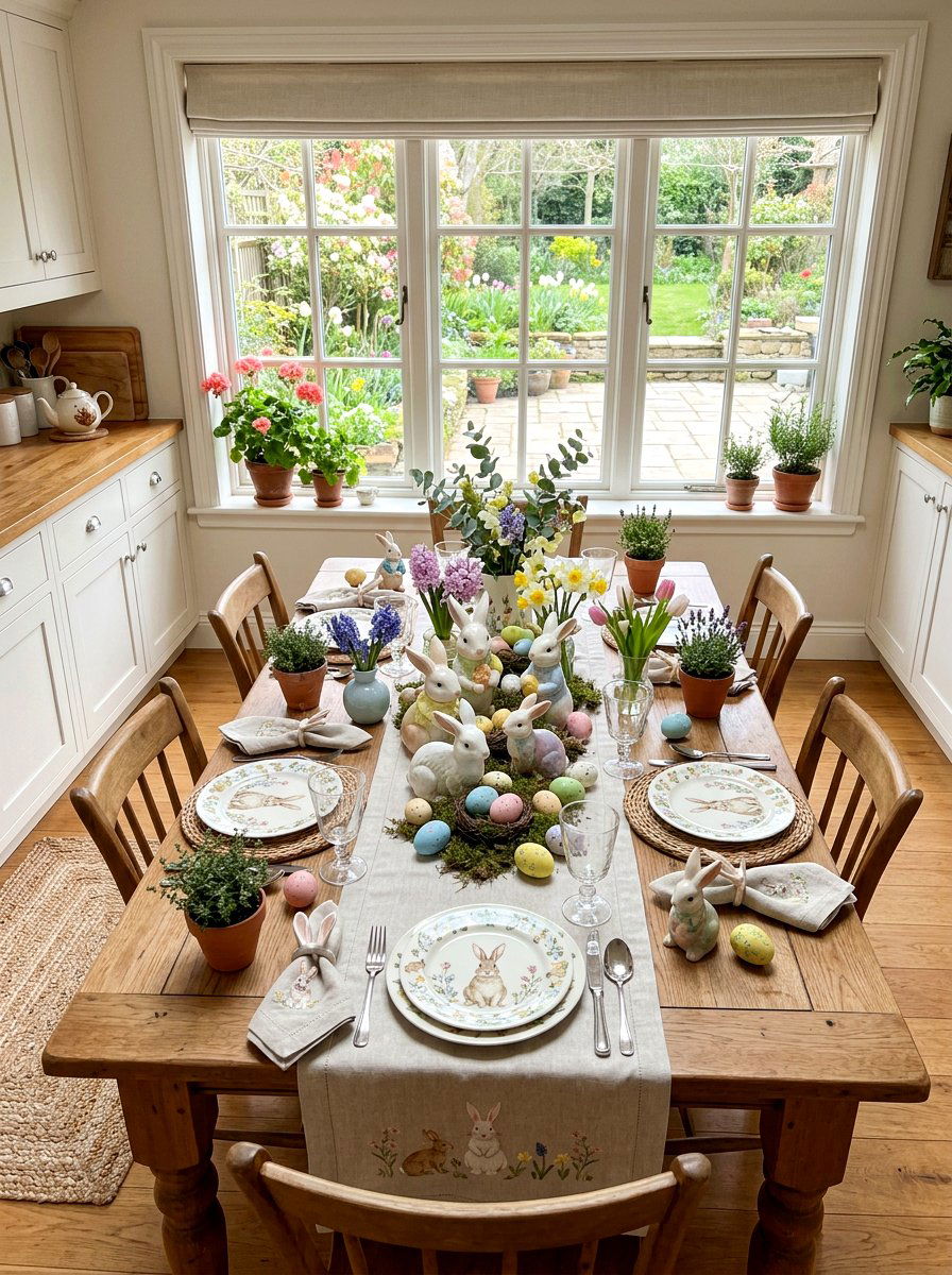 Bunny Motif Decor - 25 Spring Kitchen Table Decor Ideas