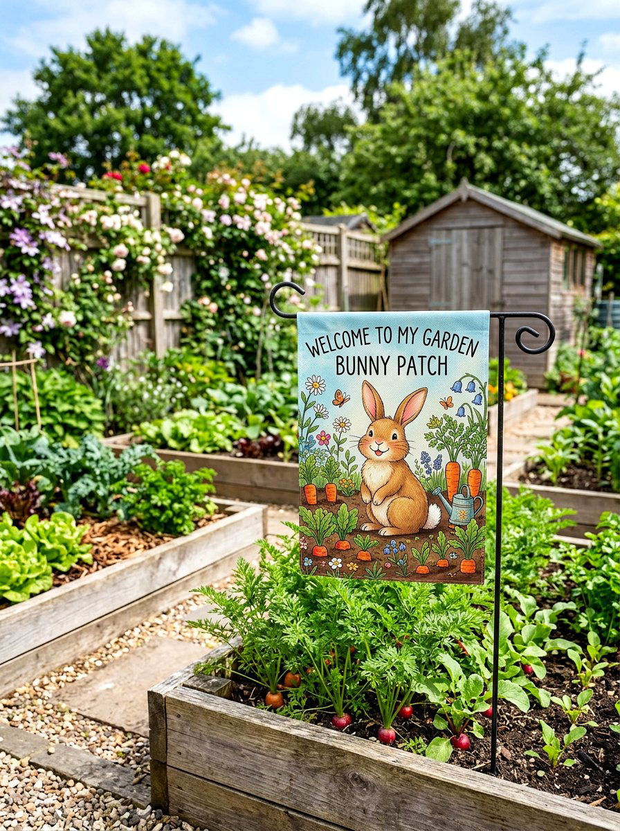 Bunny Rabbit Garden Flag - 25 Spring Garden Flag Ideas