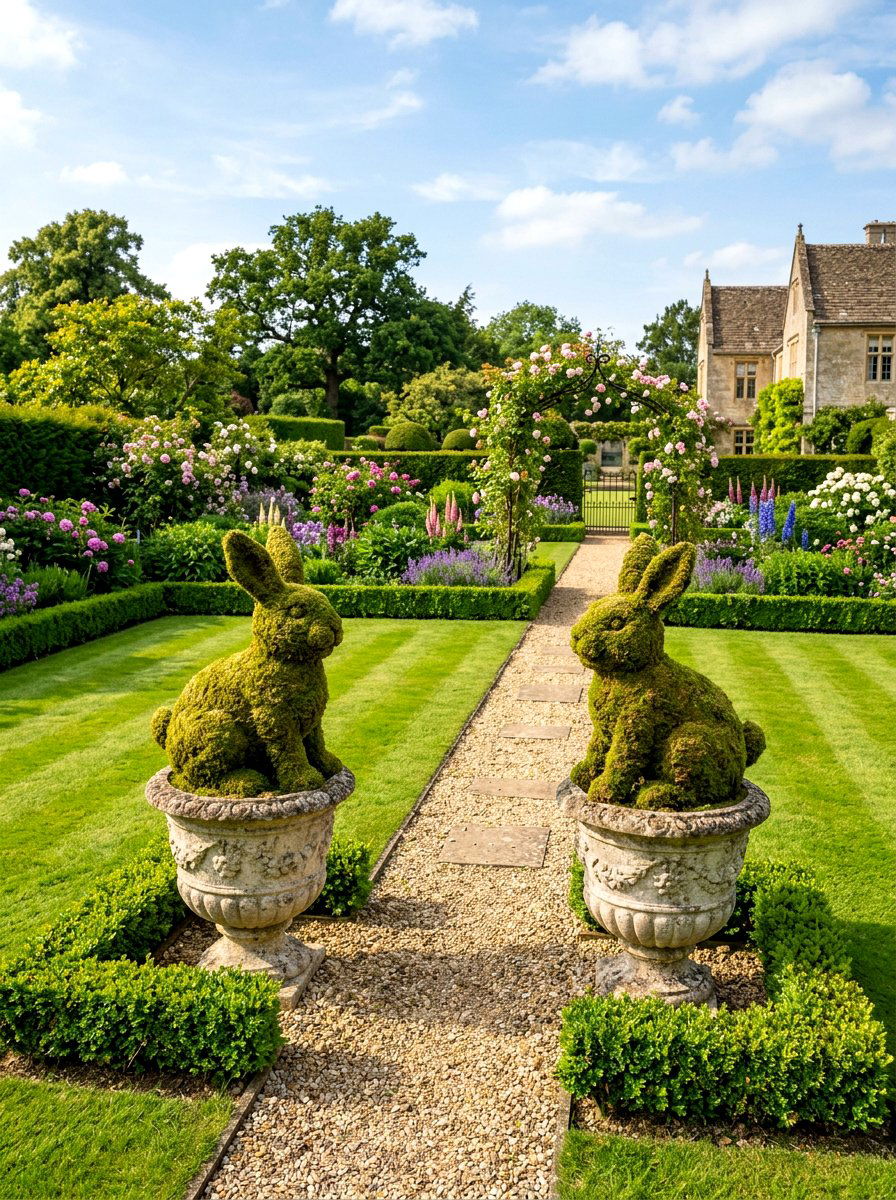 Bunny Shaped Moss Topiary - 25 Spring Bunny Decor Ideas