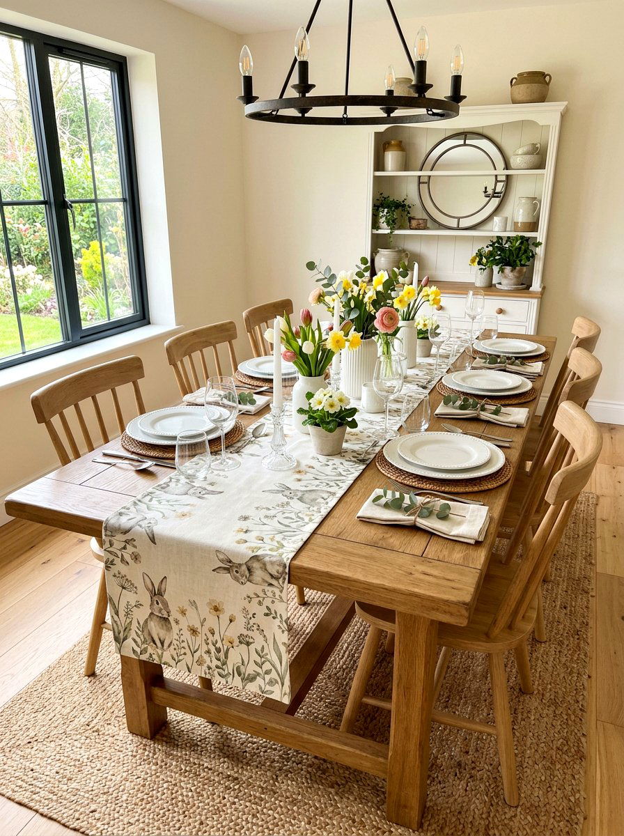 Bunny Table Runner Dining Room - 25 Spring Bunny Decor Ideas